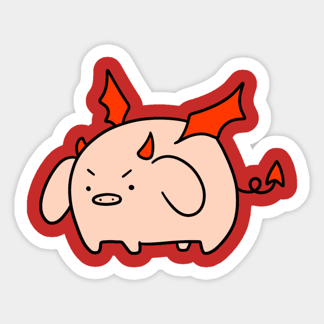 Red Devil Pig Sticker by saradaboru